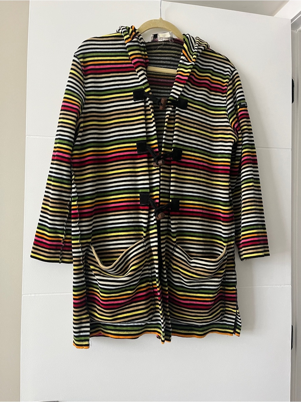 Sonia Rykiel Paris Multicolor Striped Hooded Cardigan Coat size M-L